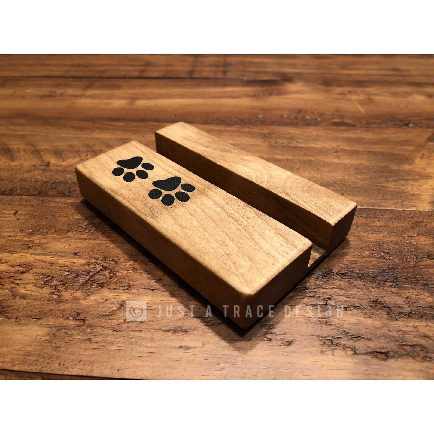 Paw Prints Wood Business Card Holder - Business Cards - Desk Accessory - Business Gift - Dog Paw Print - Pet