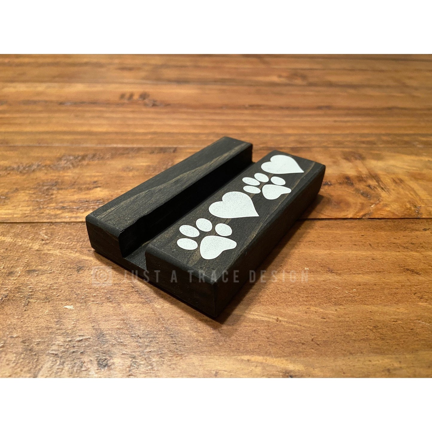 Paw & Heart Paw Prints Wood Business Card Holder - Business Cards - Desk Accessory - Business Gift - Dog Paw Print - Pet