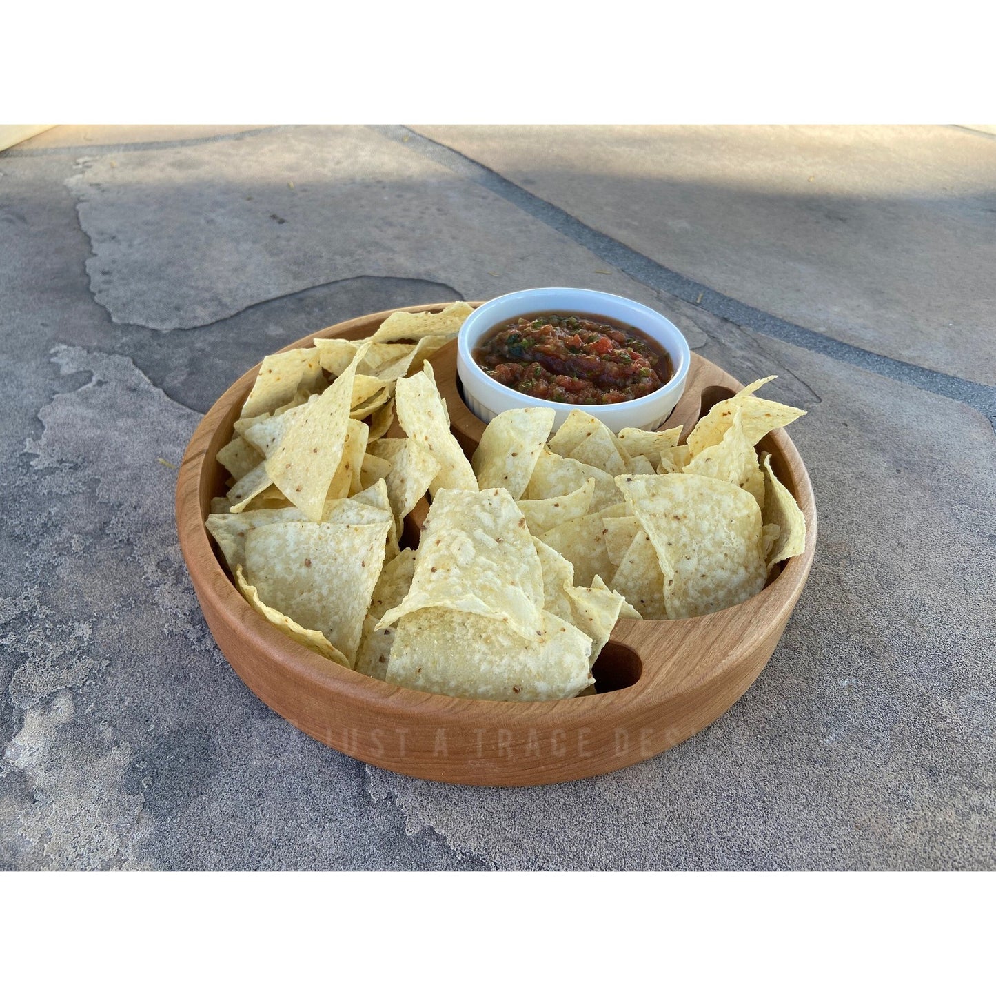 Wooden Chip & Dip Snack Tray, Chip Tray, Cracker Holder, Appetizer Tray, Wood Platter, Serving Tray, Ramekin Dish
