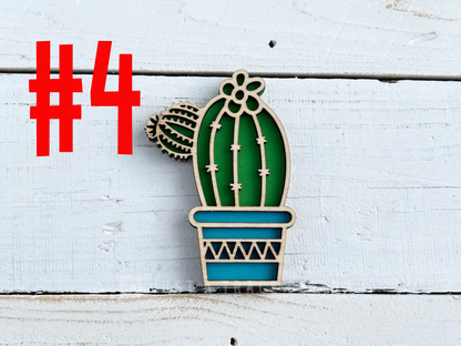 Wooden Cactus Refrigerator Southwestern Magnets - Succulent Magnets - Your Choice of Cactus - Kitchen Decor - Magnet Board - Eco Friendly Gift