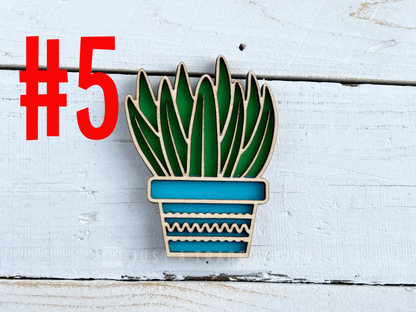 Wooden Cactus Refrigerator Southwestern Magnets - Succulent Magnets - Your Choice of Cactus - Kitchen Decor - Magnet Board - Eco Friendly Gift