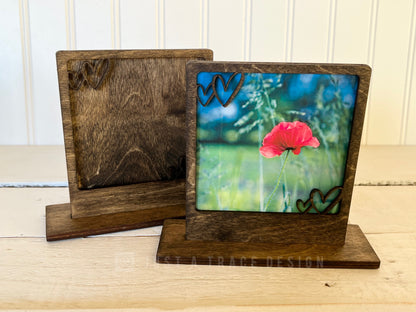 Hearts Picture Frame Stand, 6" x 4 3/8" x 3/8", Photo Frame, Picture Frame, Desk Decor, Home Decor, 5 1/4" x 4 1/2" x 3/8" Frame