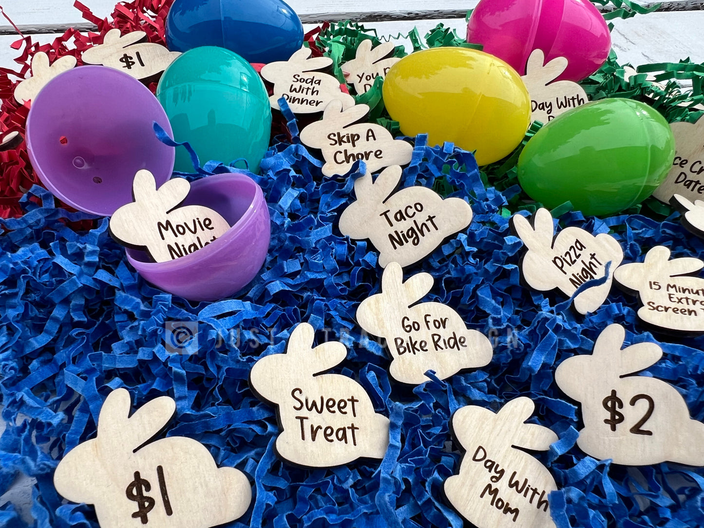 Wooden Easter Egg Tokens 20 Per Set Reusable Bunny Shaped - Egg Hunt Non Candy Eggs Prize Reward Eggs Easter Holiday - Eggs Activity Tokens