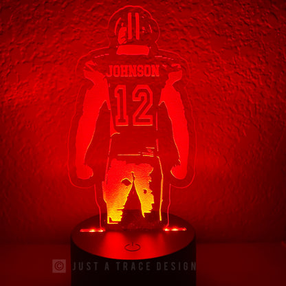 Football Player, Back of Jersey, Football Sport, Personalized Night Light, Kids Night Light, Sport Name Night Light, Acrylic Laser Engraved