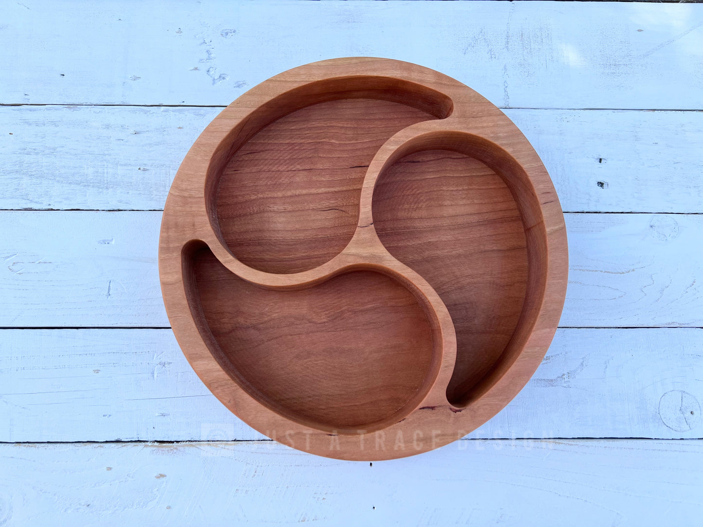 Wooden 3 Section Snack Tray, Grazing Board, Appetizer Tray, Ying Yang Wood Platter, Serving Tray, Nut Dish, Candy Dish, Nut Tray, Serving Platter