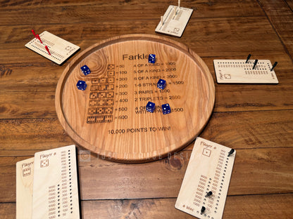 Individual Wooden Farkle Scorecards with Pegs – Set of 6, Reusable Dice Game Score Boards, Rustic Game Night Tracker