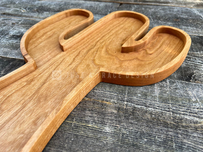 Cactus Shaped Ash Charcuterie Tray, Grazing Board, Charcuterie Board, Coffee Table, Wood Platter, Serving Tray, Wooden Dish, Southwest Design Tray