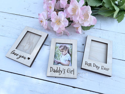 Bulk Mini Personalized Picture Frame With Back, Wood Refrigerator Magnet, Wedding Favor, Vacation Frame, Bridesmaid Gift, Travel Agent Gift, Photo Frame, Bridesmaid Photos