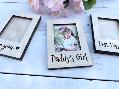 Bulk Mini Personalized Picture Frame With Back, Wood Refrigerator Magnet, Wedding Favor, Vacation Frame, Bridesmaid Gift, Travel Agent Gift, Photo Frame, Bridesmaid Photos
