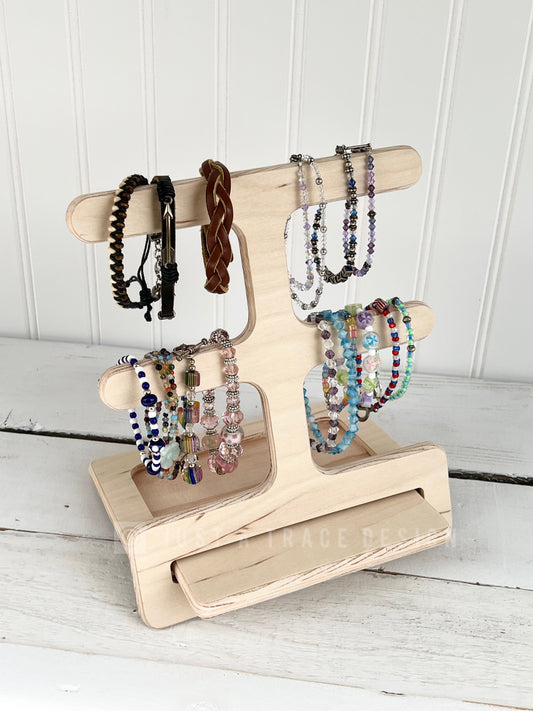 Collapsible Wooden Bracelet or Hair Scrunchie Display Stand , 2 Tier Display Stand, Vendor Display, Craft Show Display, Friendship Bracelet
