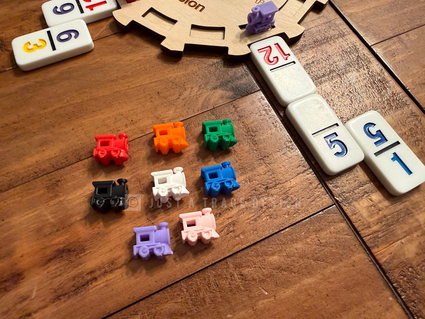 Mexican Train Domino Markers, Set of 8 Trains, Assorted Colors, Replacement Plastic Game Pieces
