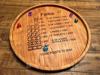 Farkle Dice Tray, Dice Game, Board Game, Wooden Rolling Tray, 10,000 Game, 14" Portable Game Tray, Farkle Scoring Guide, Family Game Night