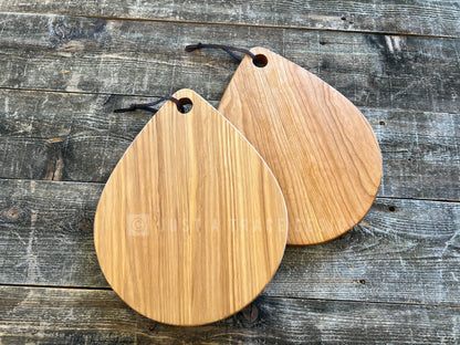 Tear Drop Shaped Cutting Board, Charcuterie Cutting Board, Housewarming Gift, Wedding Gift, Cherry or Ash Hardwood, 11 1/2 x 9 3/8" x 3/4"