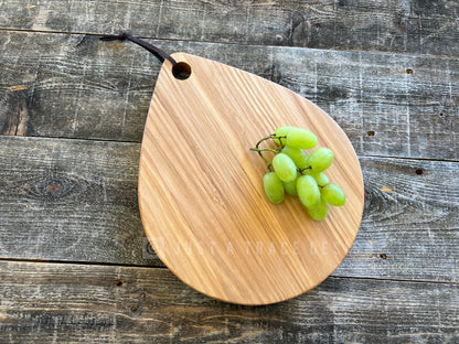 Tear Drop Shaped Cutting Board, Charcuterie Cutting Board, Housewarming Gift, Wedding Gift, Cherry or Ash Hardwood, 11 1/2 x 9 3/8" x 3/4"