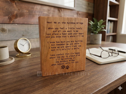 Meet Me at the Rainbow Bridge, Wooden Dog or Cat Memorial Sign, Pet Loss Gift, Shelf Sitter Sign