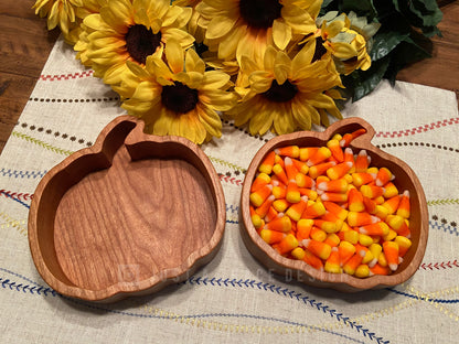 Wooden Pumpkin Candy Dish,  Fall Decor, Halloween Dish, Catchall Tray, Valet Tray,  Trinket Dish, Cherry Dish