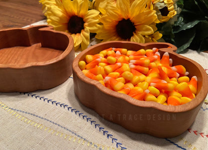 Wooden Pumpkin Candy Dish,  Fall Decor, Halloween Dish, Catchall Tray, Valet Tray,  Trinket Dish, Cherry Dish