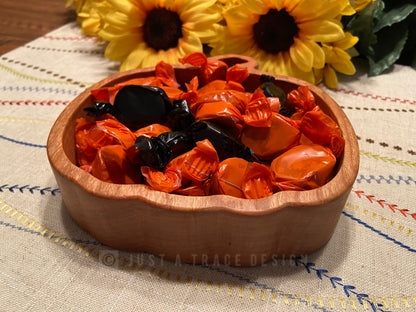 Wooden Pumpkin Candy Dish,  Fall Decor, Halloween Dish, Catchall Tray, Valet Tray,  Trinket Dish, Cherry Dish