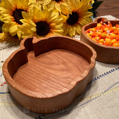 Wooden Pumpkin Candy Dish,  Fall Decor, Halloween Dish, Catchall Tray, Valet Tray,  Trinket Dish, Cherry Dish