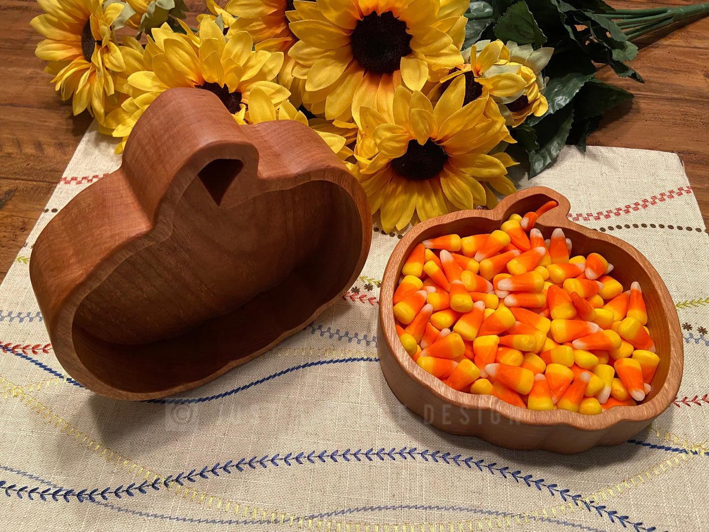 Wooden Pumpkin Candy Dish,  Fall Decor, Halloween Dish, Catchall Tray, Valet Tray,  Trinket Dish, Cherry Dish