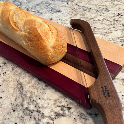 19 x 7 1/2" x 3/4" Walnut, Maple & Purple Heart Butcher Block Bread Board, Charcuterie, Housewarming Gift, Wedding Gift, Anniversary Gift