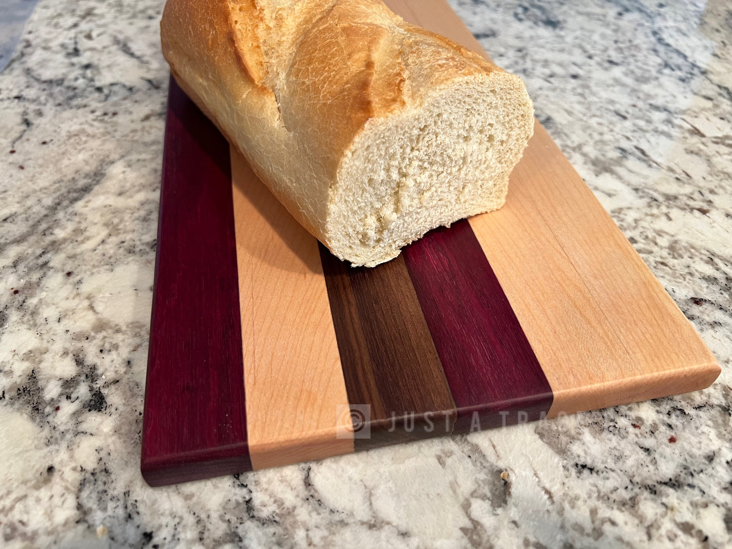 19 x 7 1/2" x 3/4" Walnut, Maple & Purple Heart Butcher Block Bread Board, Charcuterie, Housewarming Gift, Wedding Gift, Anniversary Gift