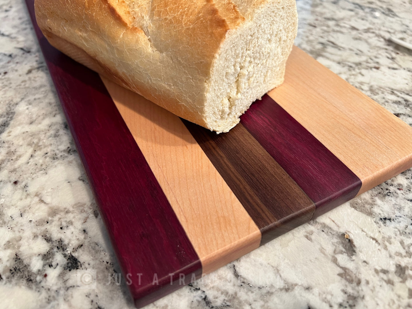 19 x 7 1/2" x 3/4" Walnut, Maple & Purple Heart Butcher Block Bread Board, Charcuterie, Housewarming Gift, Wedding Gift, Anniversary Gift