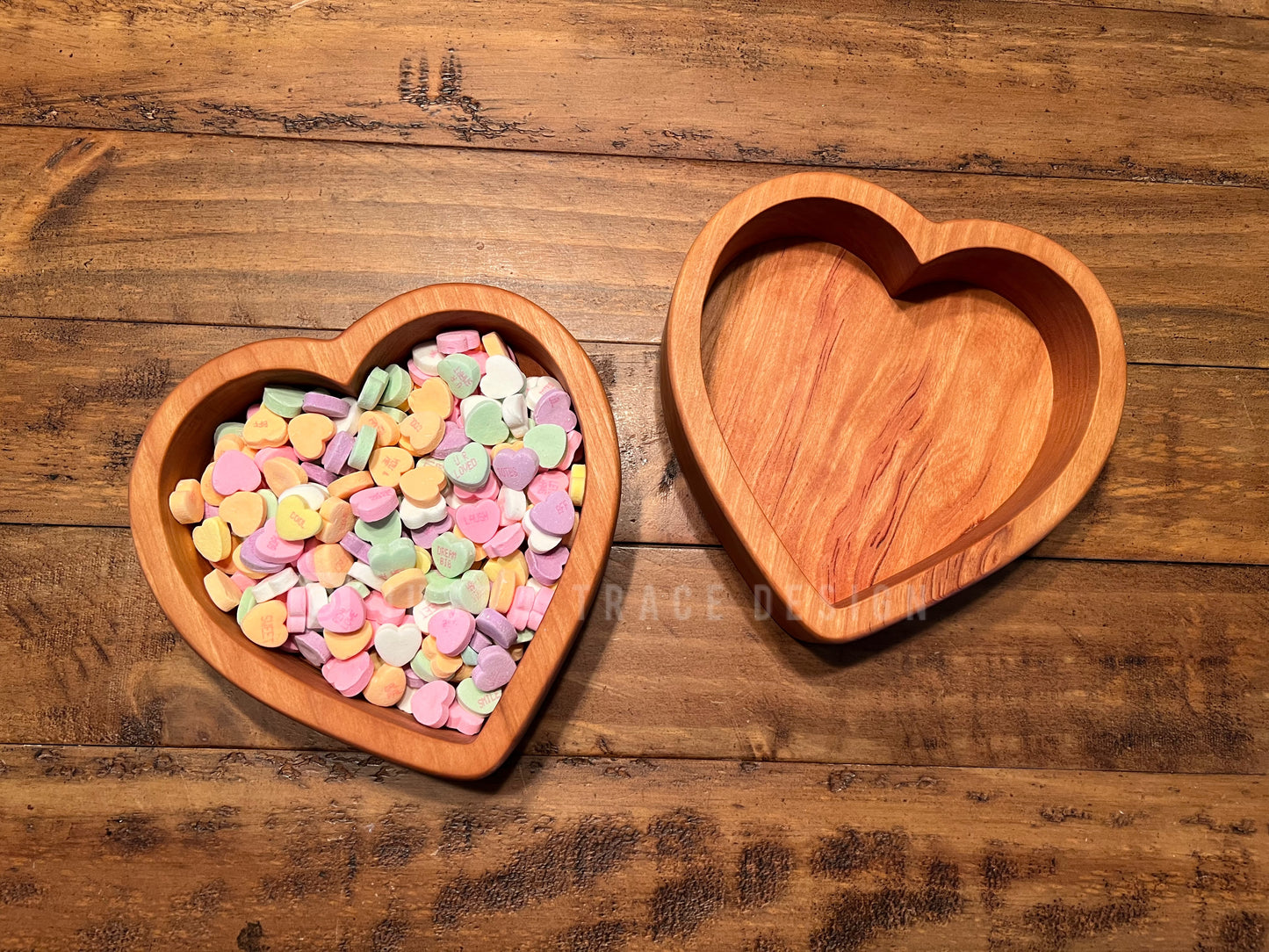 Wooden Heart Candy Dish,  Valentine's Day, Kitchen Decor, Catchall Tray, Valet Tray, Holiday Gift, Trinket Dish, Cherry Candy Dish