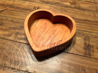 Wooden Heart Candy Dish,  Valentine's Day, Kitchen Decor, Catchall Tray, Valet Tray, Holiday Gift, Trinket Dish, Cherry Candy Dish