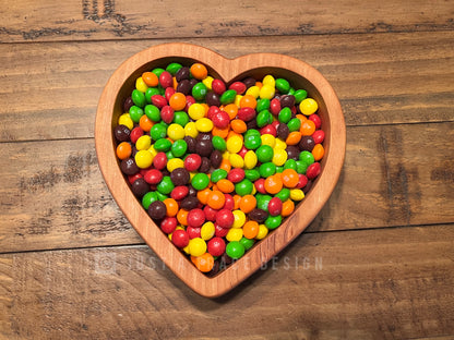 Wooden Heart Candy Dish,  Valentine's Day, Kitchen Decor, Catchall Tray, Valet Tray, Holiday Gift, Trinket Dish, Cherry Candy Dish