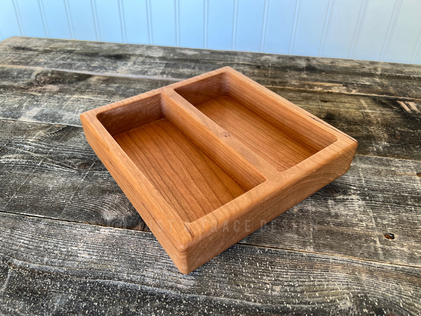 2 Compartment Square Wooden Snack Tray, Nut Tray, Chip Tray, Snack Bowl, Appetizer Tray, Wood Platter, Serving Tray, Serving Dish, Candy Dish