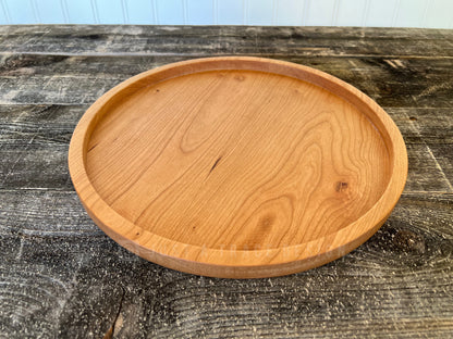 12" Round Cherry Grazing Board Tray, Charcuterie Board, Coffee Table, Ottoman Tray, Wood Platter, Serving Tray, Wood Dish, Handmade Gift