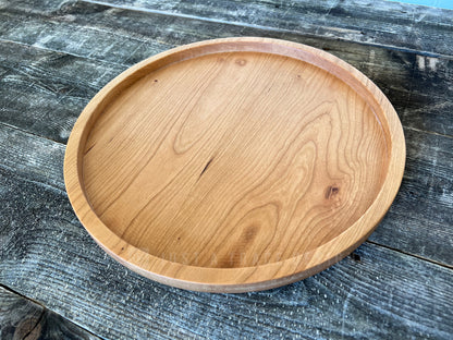 12" Round Cherry Grazing Board Tray, Charcuterie Board, Coffee Table, Ottoman Tray, Wood Platter, Serving Tray, Wood Dish, Handmade Gift