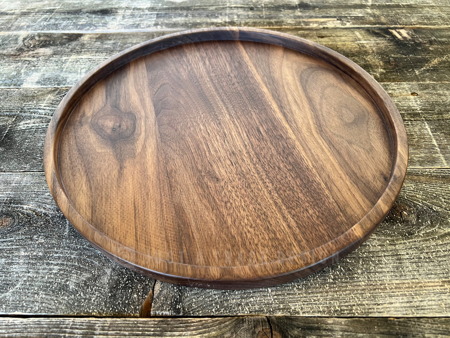 12" Round Walnut Tray, Grazing Board, Charcuterie Tray, Coffee Table Tray, Ottoman Tray, Wood Platter, Serving Tray, Serving Dish