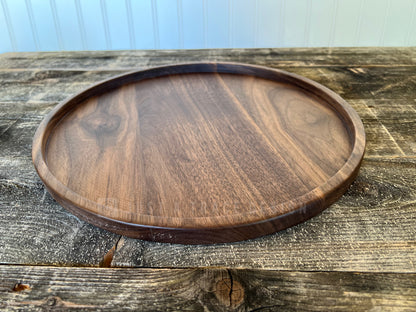 12" Round Walnut Tray, Grazing Board, Charcuterie Tray, Coffee Table Tray, Ottoman Tray, Wood Platter, Serving Tray, Serving Dish