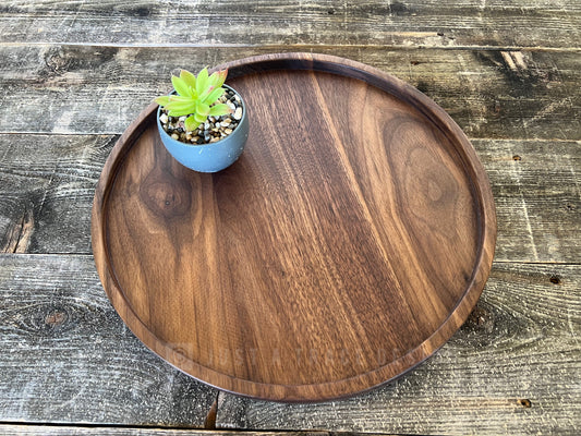 12" Round Walnut Tray, Grazing Board, Charcuterie Tray, Coffee Table Tray, Ottoman Tray, Wood Platter, Serving Tray, Serving Dish