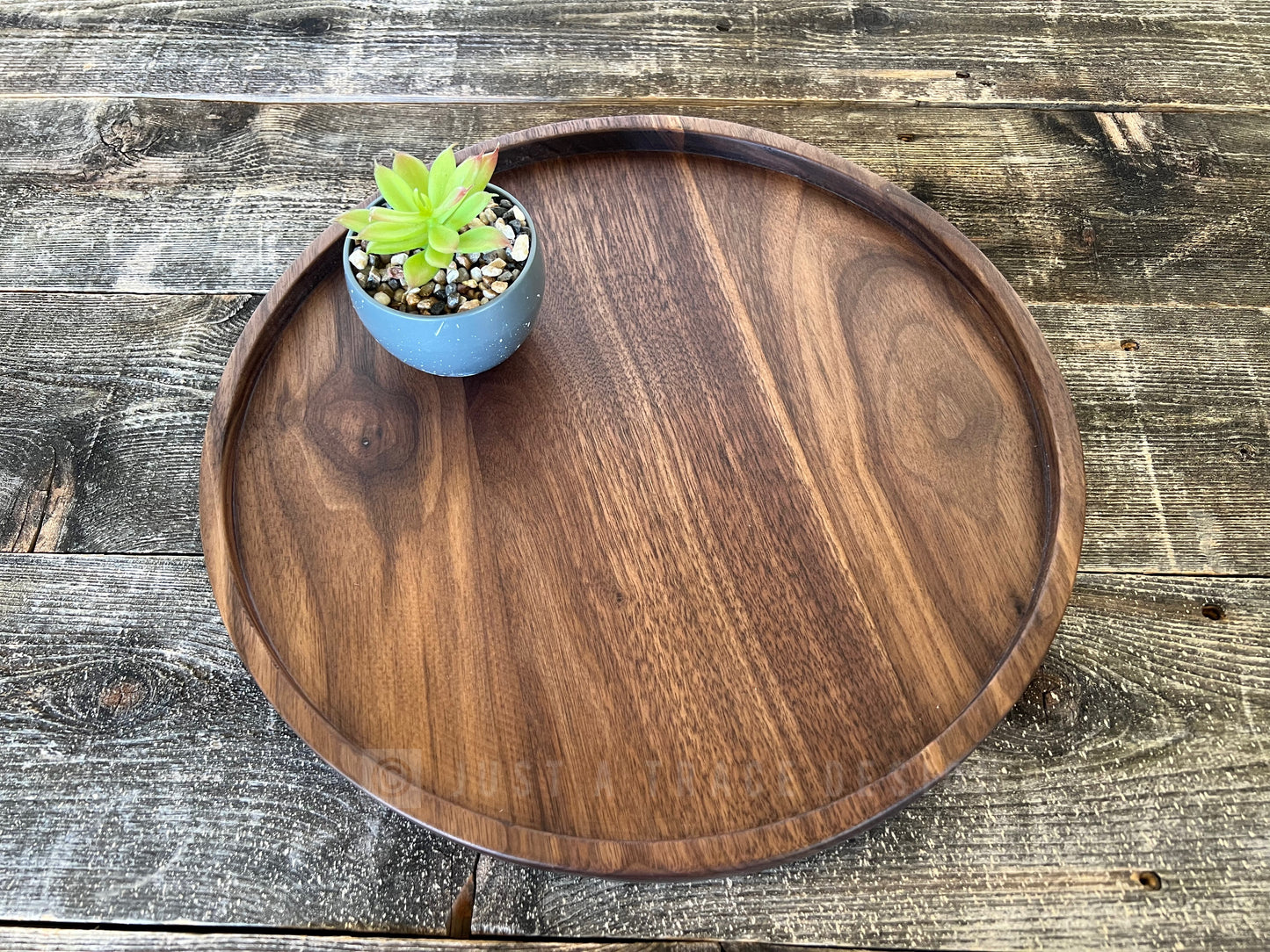 14" Round Walnut Tray, Grazing Board, Charcuterie Board, Coffee Table, Ottoman Tray, Wood Platter, Serving Tray, Wood Dish, Handmade Gift