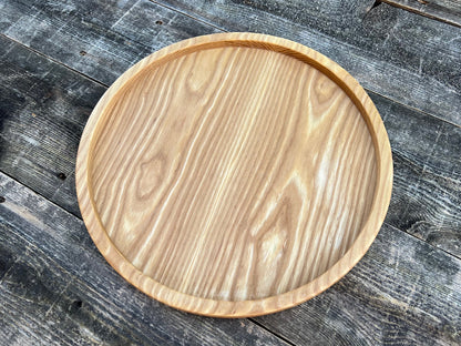 12" Round Ash Hardwood Tray, Grazing Board, Charcuterie Board, Coffee Table, Ottoman Tray, Wood Platter, Serving Tray, Wood Dish, Handmade Gift