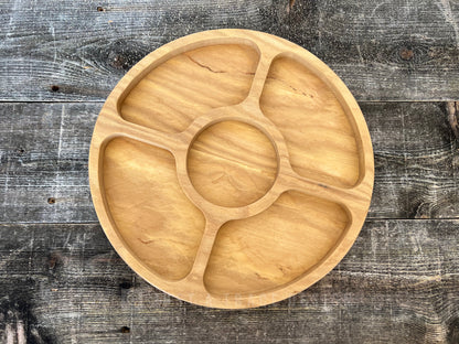12" 4 Compartment Tray, Charcuterie Tray, Vegetable Tray, Dessert Tray, Wood Platter, Serving Tray, Dish, Handcrafted Gift