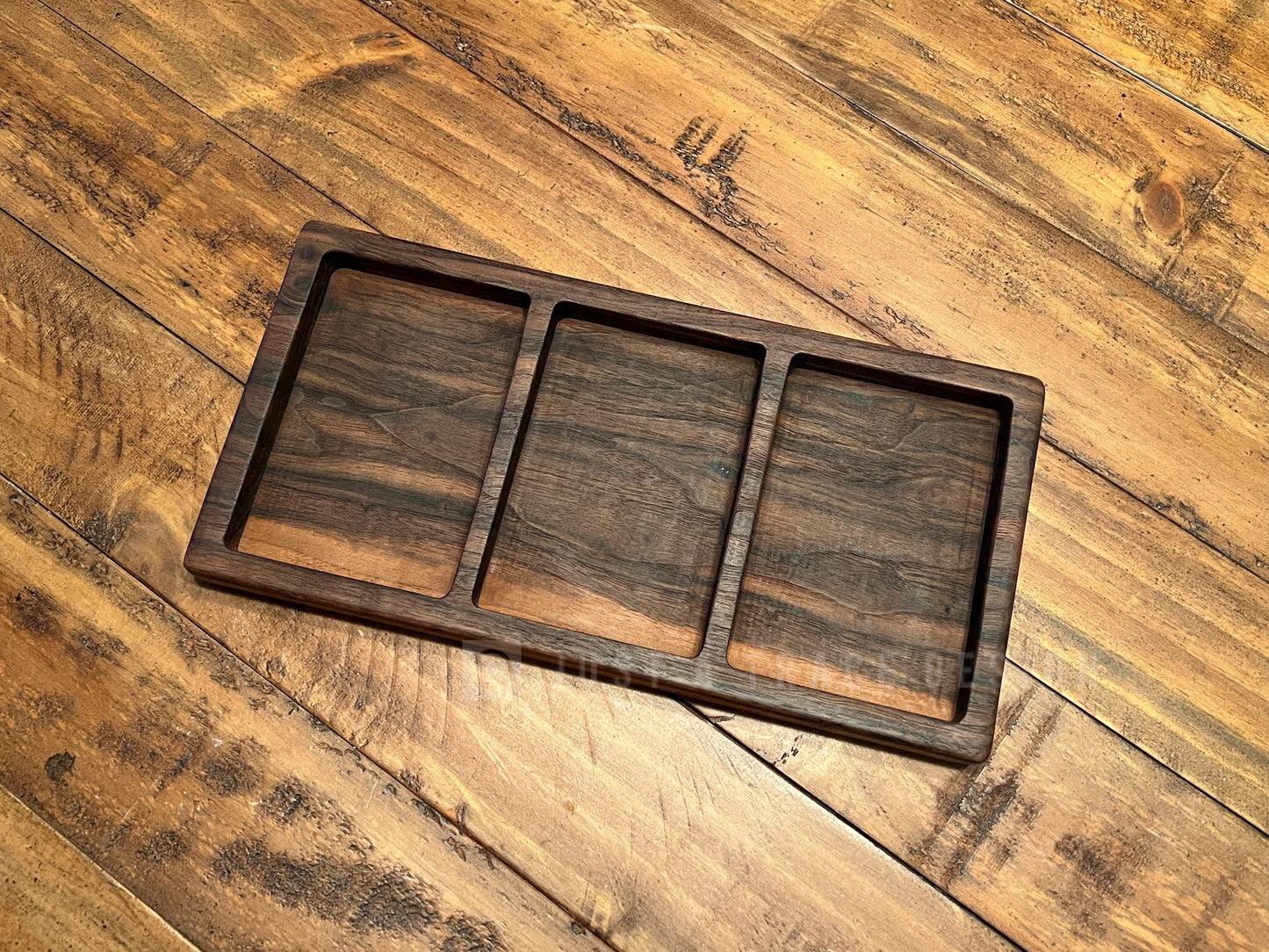 3 Section Wood Snack Tray, Appetizer Tray, Wood Platter, Serving Tray, Nut Dish, Candy Dish, Wedding Gift