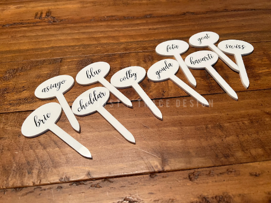 Set of 10 Cheese Markers, Grazing Board, Cheese Board, Serving Board, Charcuterie Board, Cheese Picks, Housewarming Gift, Hostess Gift, Food