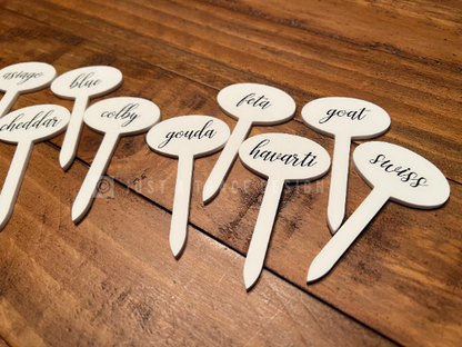 Set of 10 Cheese Markers, Grazing Board, Cheese Board, Serving Board, Charcuterie Board, Cheese Picks, Housewarming Gift, Hostess Gift, Food (Copy)