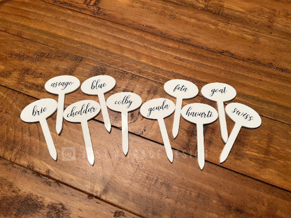 Set of 10 Cheese Markers, Grazing Board, Cheese Board, Serving Board, Charcuterie Board, Cheese Picks, Housewarming Gift, Hostess Gift, Food (Copy)