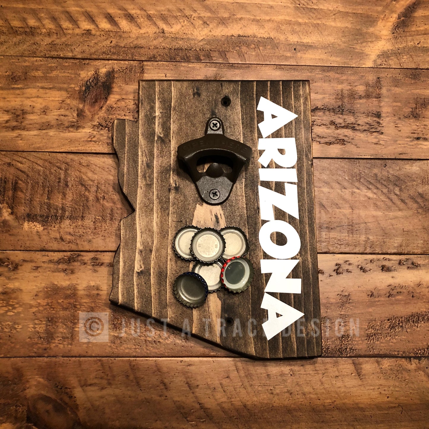 Magnetic Arizona State Shaped Bottle Opener - Wood Sign - Wall Decor - Groomsmen - Man Cave - Wall Mounted Bottle Opener