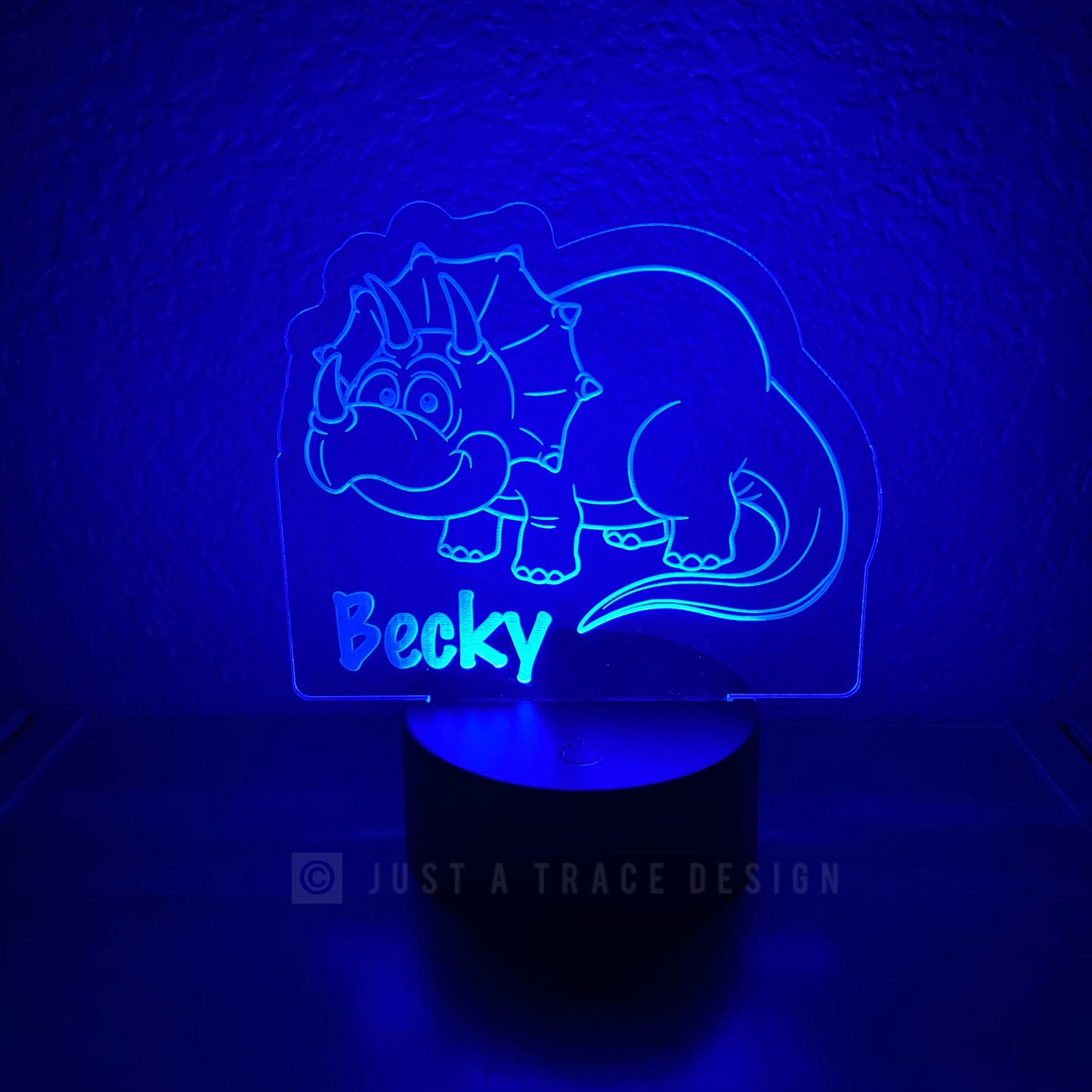 Triceratops Dinosaur Personalized Night Light , Kids Night Light, Name Night Light , Acrylic Light, Laser Cut and Engraved
