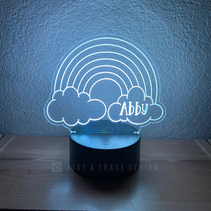 Rainbow Cloud Personalized Night Light, Kids Night Light, Name Night Light,  Acrylic Nightlight, Laser Cut and Engraved