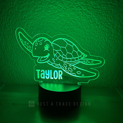 Sea Turtle Nightlight, Personalized Night Light, Kids Night Light, Name Night Light, Acrylic Nightlight, Ocean Light, Laser Cut and Engraved