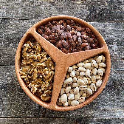 Wooden Snack Tray, 3 Section Tray, Grazing Board, Appetizer Tray, Wood Platter, Serving Tray, Nut Dish, Candy Dish, Nut Tray