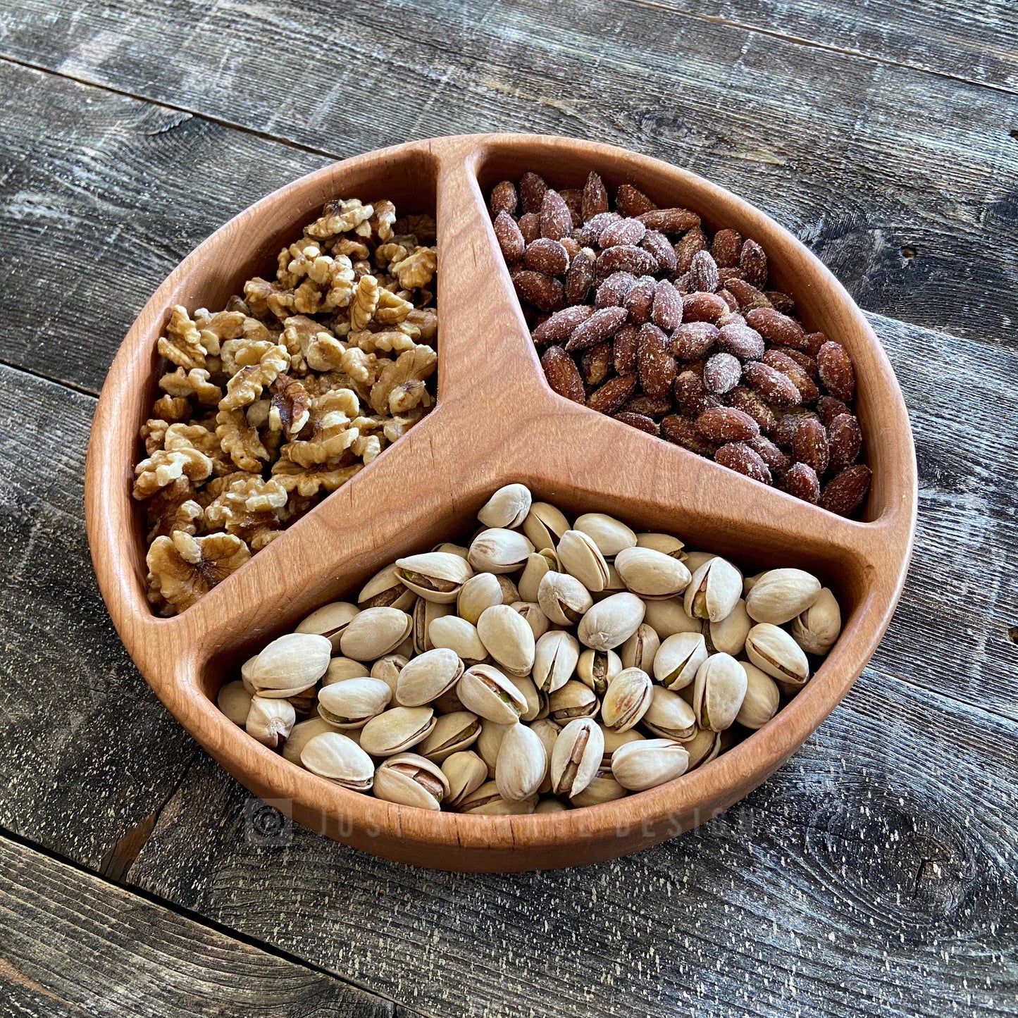 Wooden Snack Tray, 3 Section Tray, Grazing Board, Appetizer Tray, Wood Platter, Serving Tray, Nut Dish, Candy Dish, Nut Tray