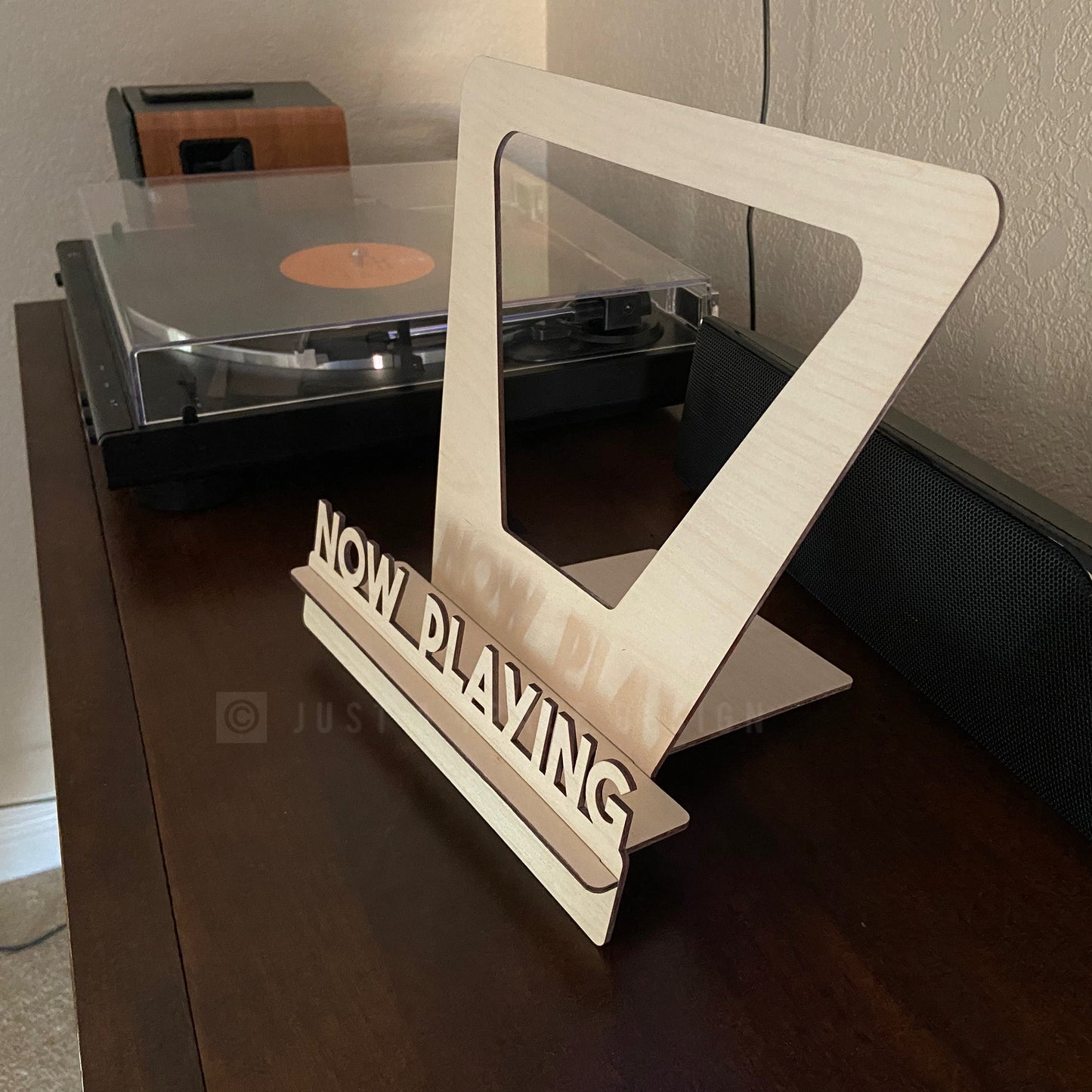 Now Playing Vinyl Record Stand, Now Spinning Record Display, LP Stand, Wood Album Stand, Music Holder